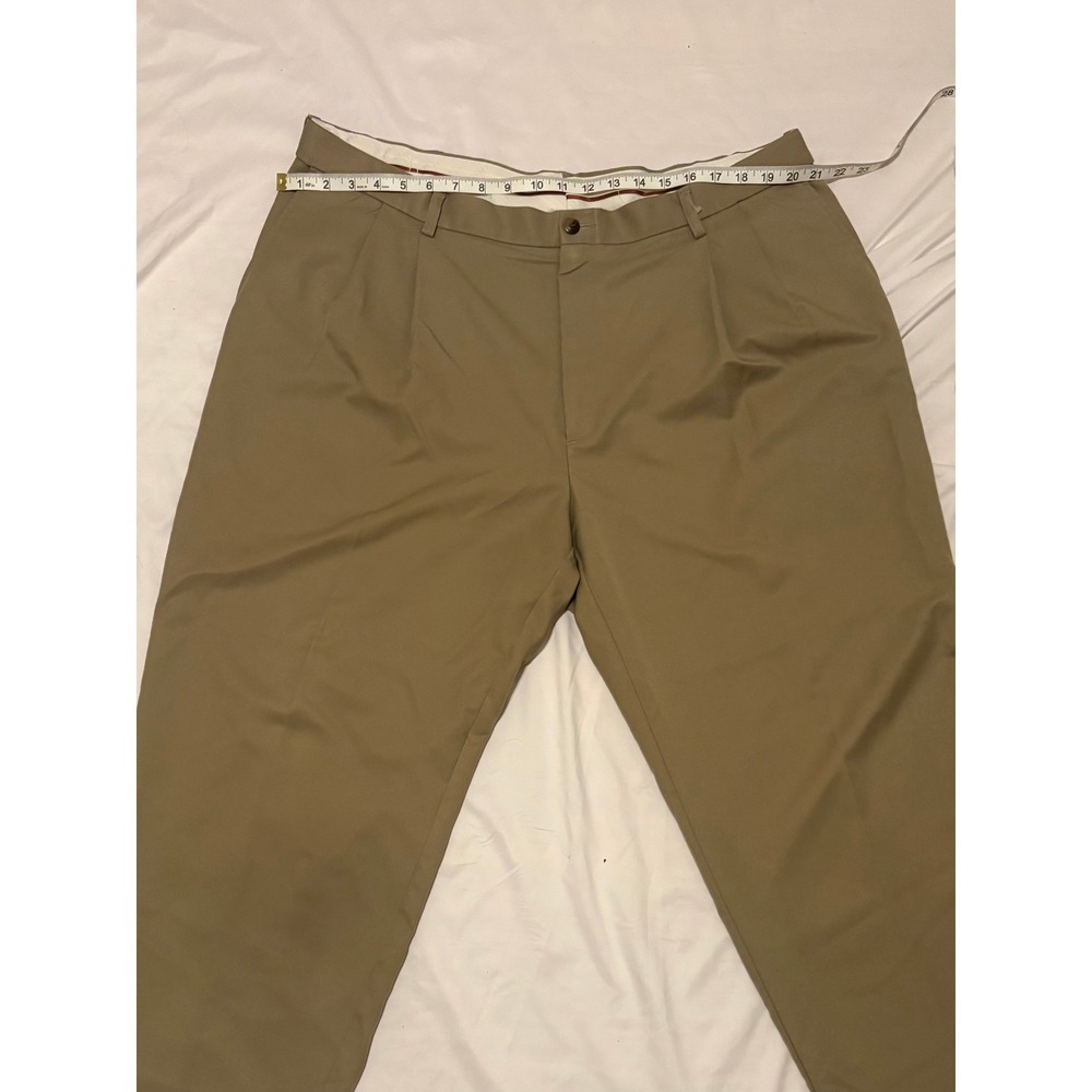 Haggar Mens Pleated Dress Pants Khaki Tan 44x29 Business Casual Trousers